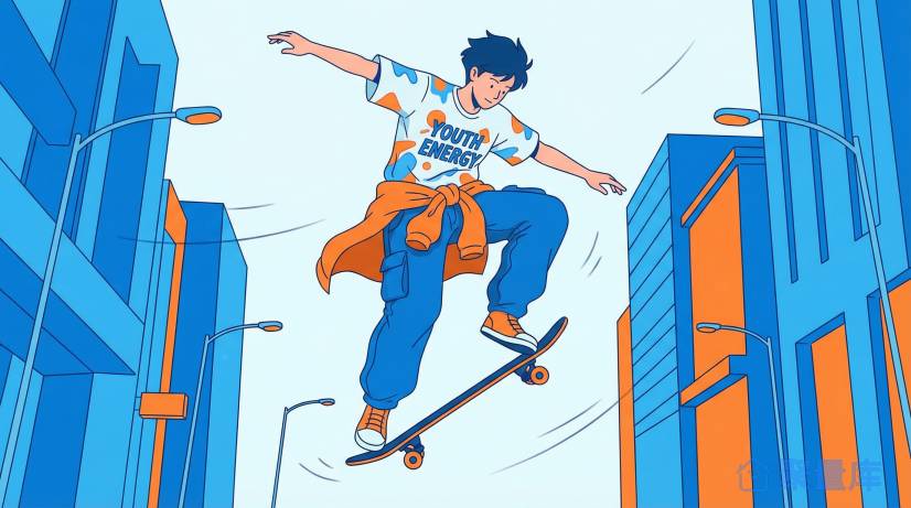 街头滑板少年