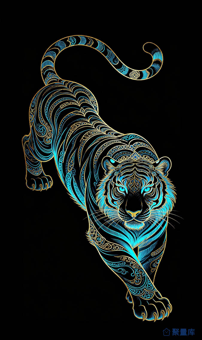 【壁纸/t恤/插画】白虎·金魄荧光
