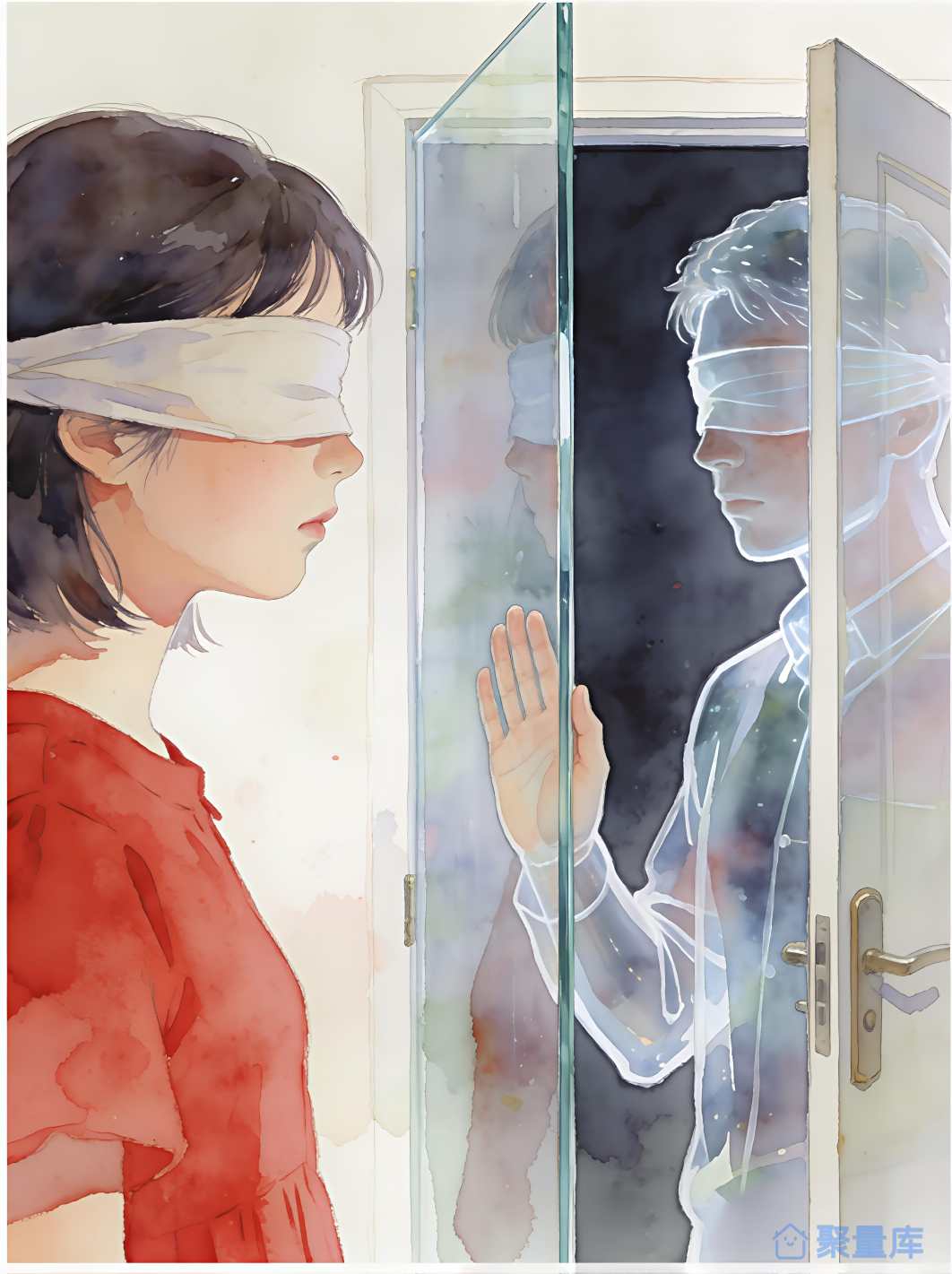 蒙眼睛男女透明人物
