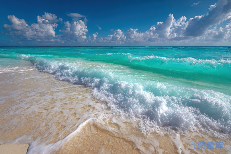 热带海滩与绿松石色海浪