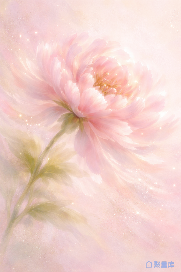 柔美粉色牡丹花的梦幻光影