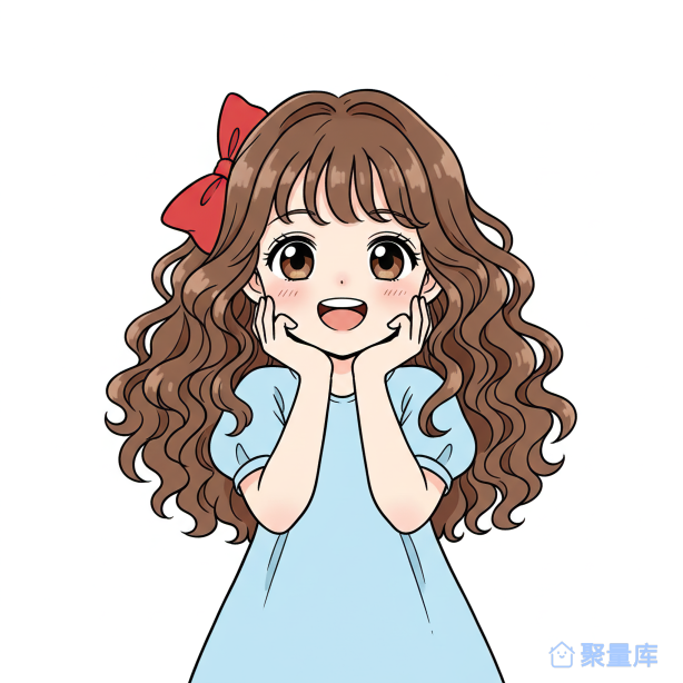 可爱卷发女孩卡通插画