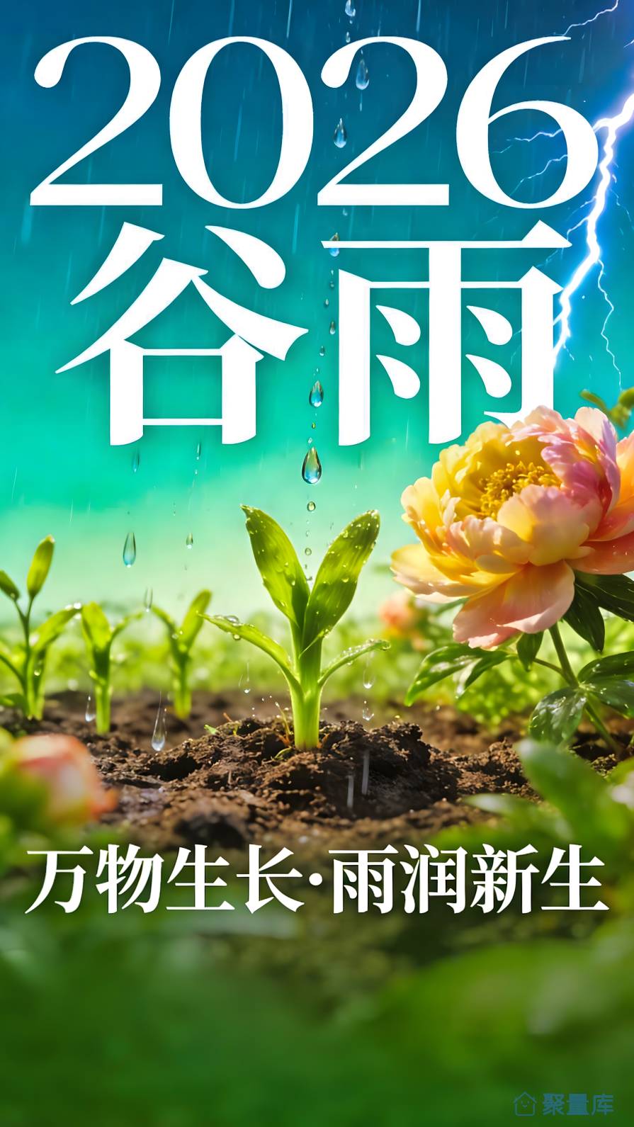 2026谷雨闪电雨润新生景象海报