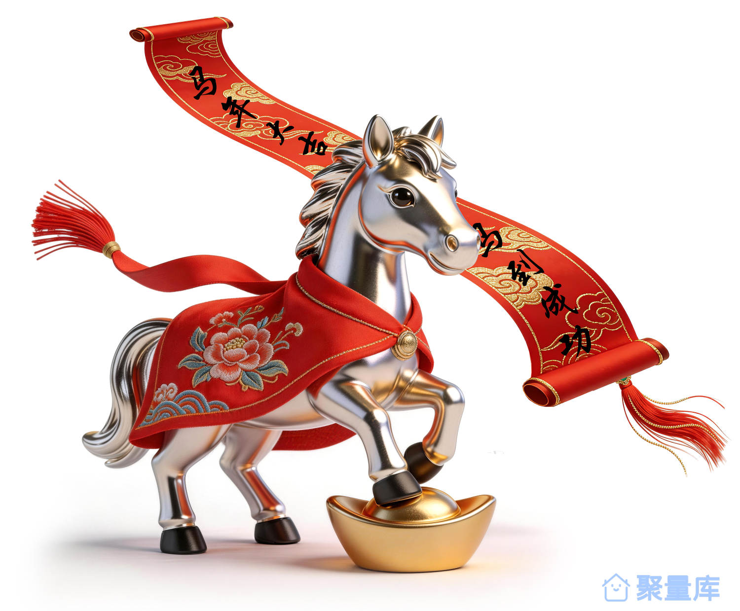2026 马年大吉｜3D 金属萌马｜马到成功新年商用插画素材