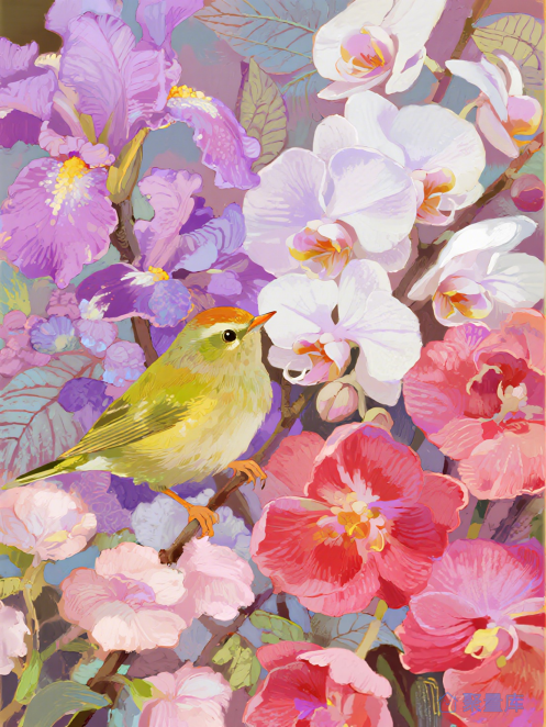 繁花栖雀