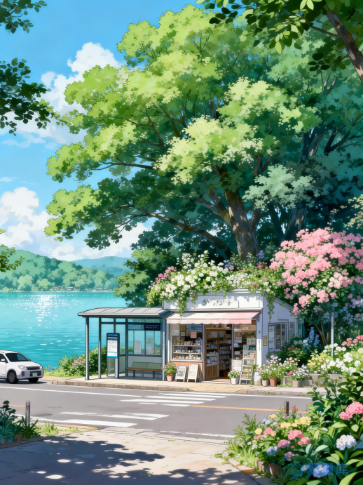 夏日湖畔便利店