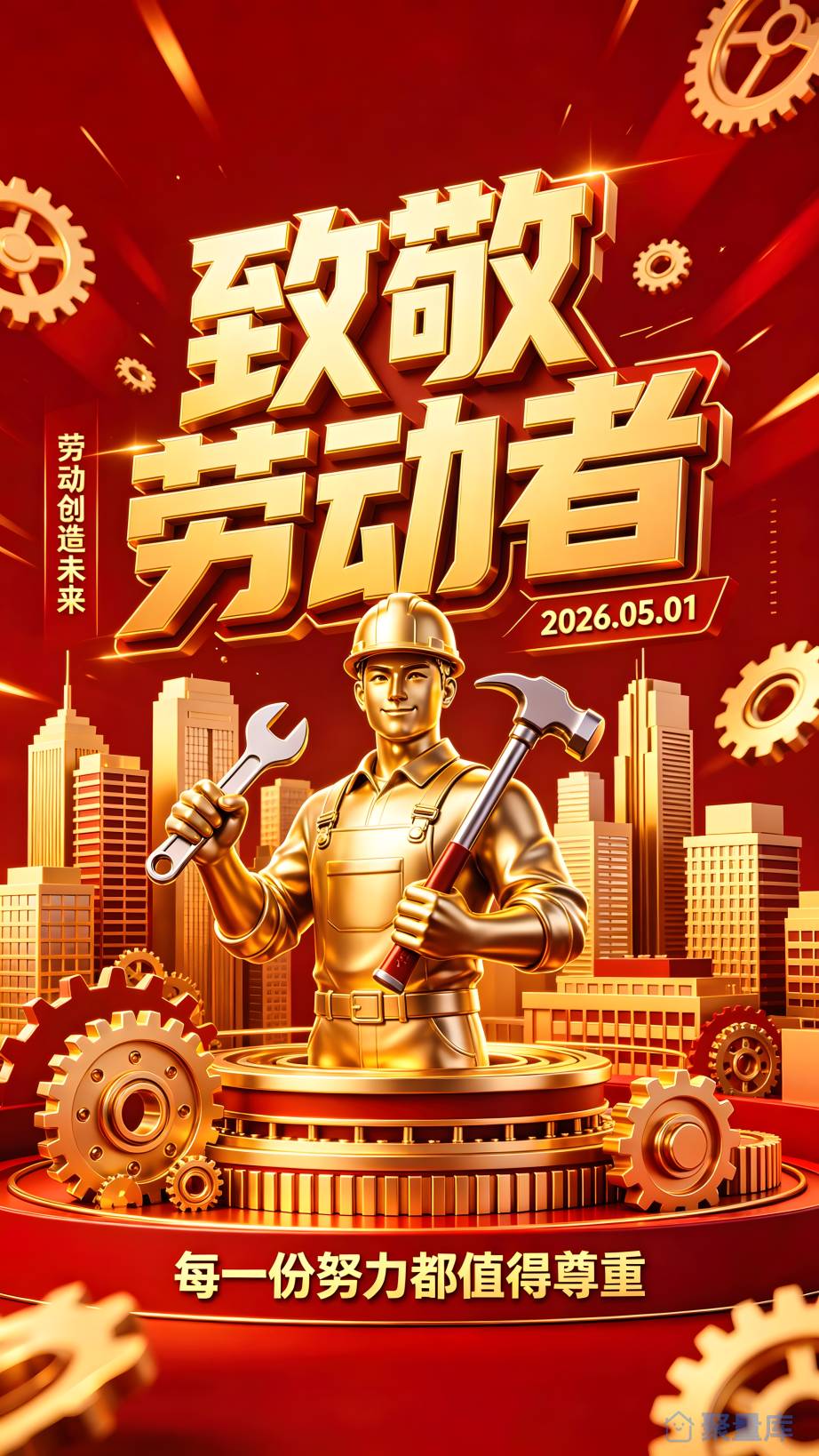 2026 年五一劳动节致敬劳动者宣传海报