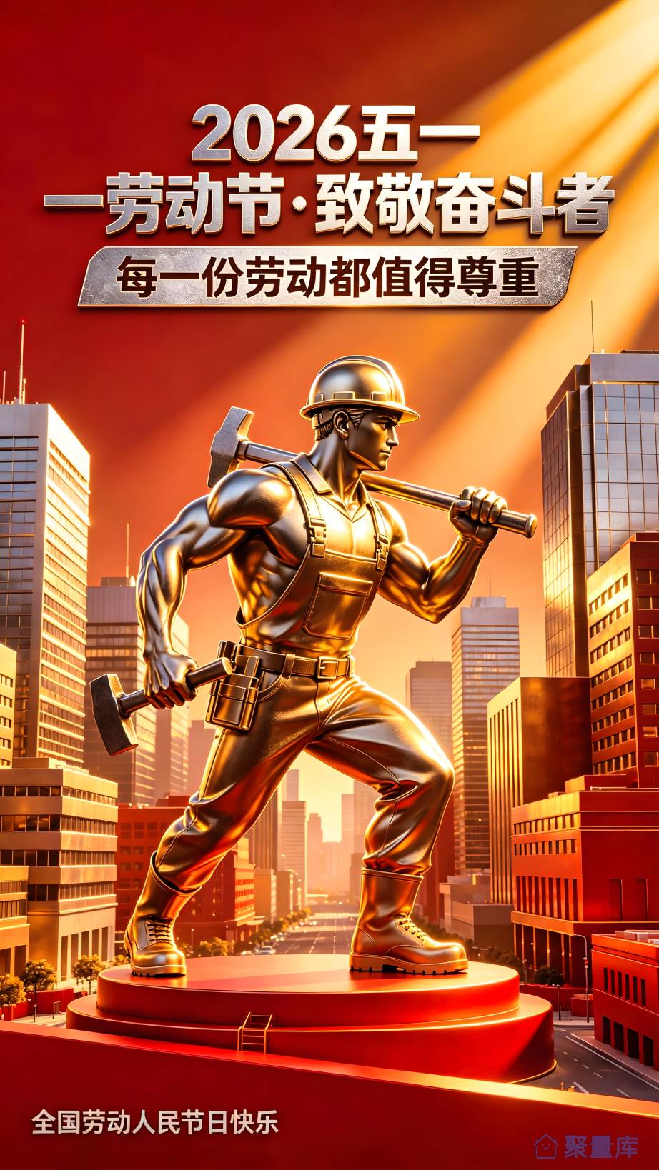 五一劳动节致敬各行业劳动者海报