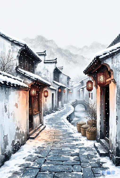 古巷灯雪