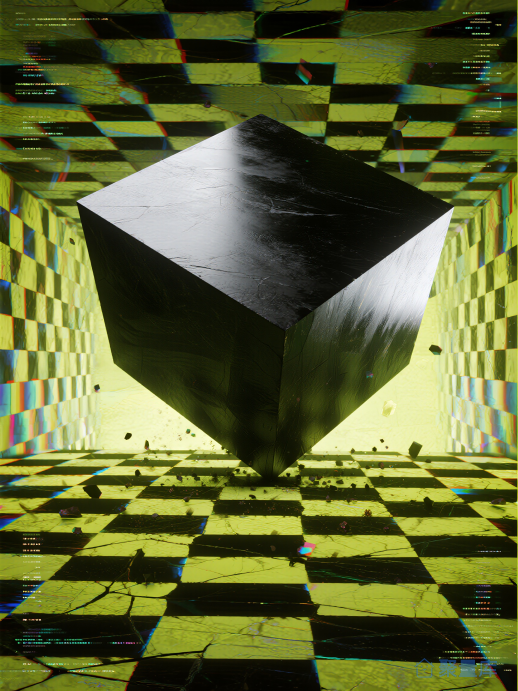 黑色立方体数字艺术风插画
