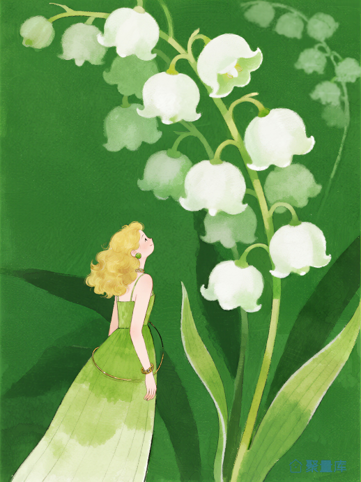 铃兰花2女孩治愈风插画