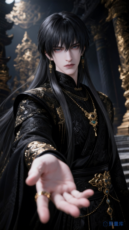 黑色长发美少男