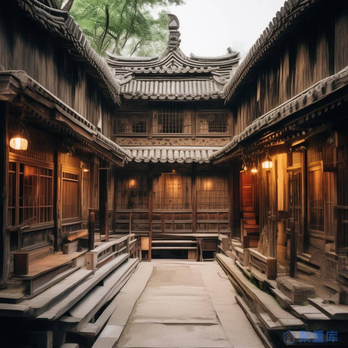 廊桥静听烟雨