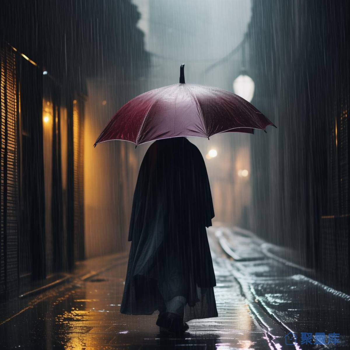 执伞行于雨巷
