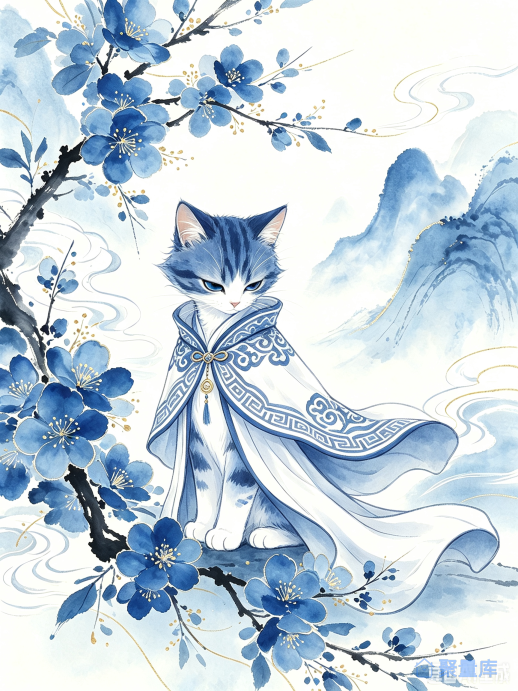 水墨风帅气小猫