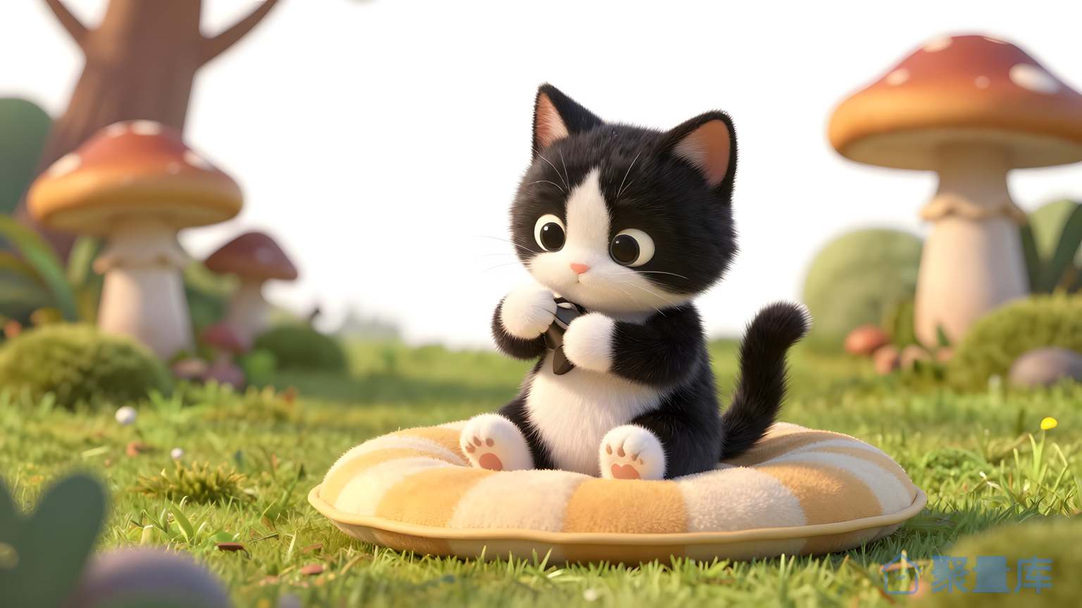 猫在草地上坐着
