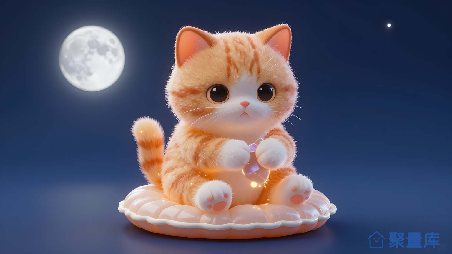 猫在夜里坐在盤上