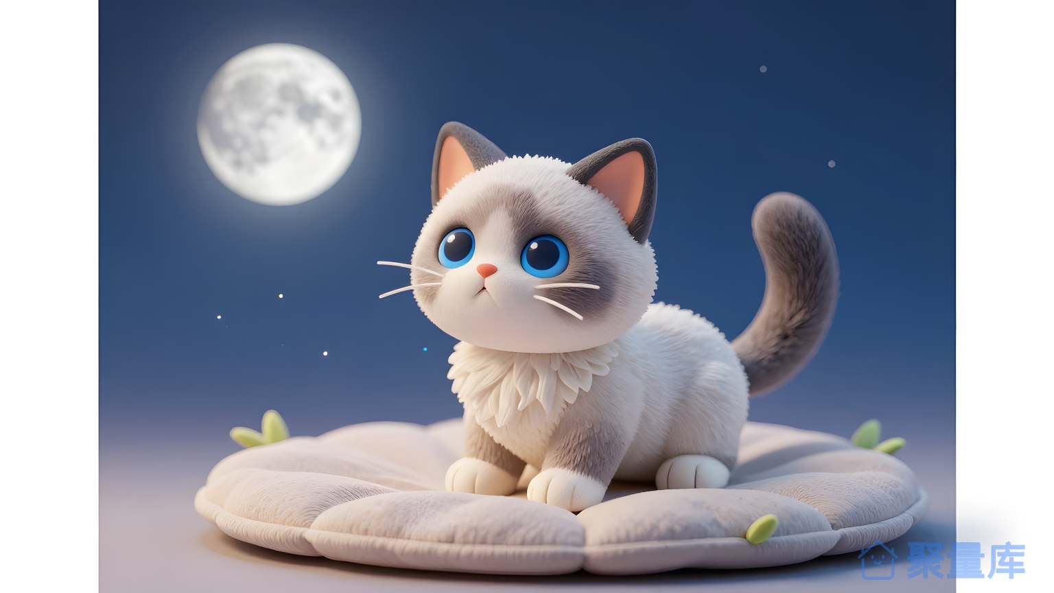 猫在夜晚上看月亮