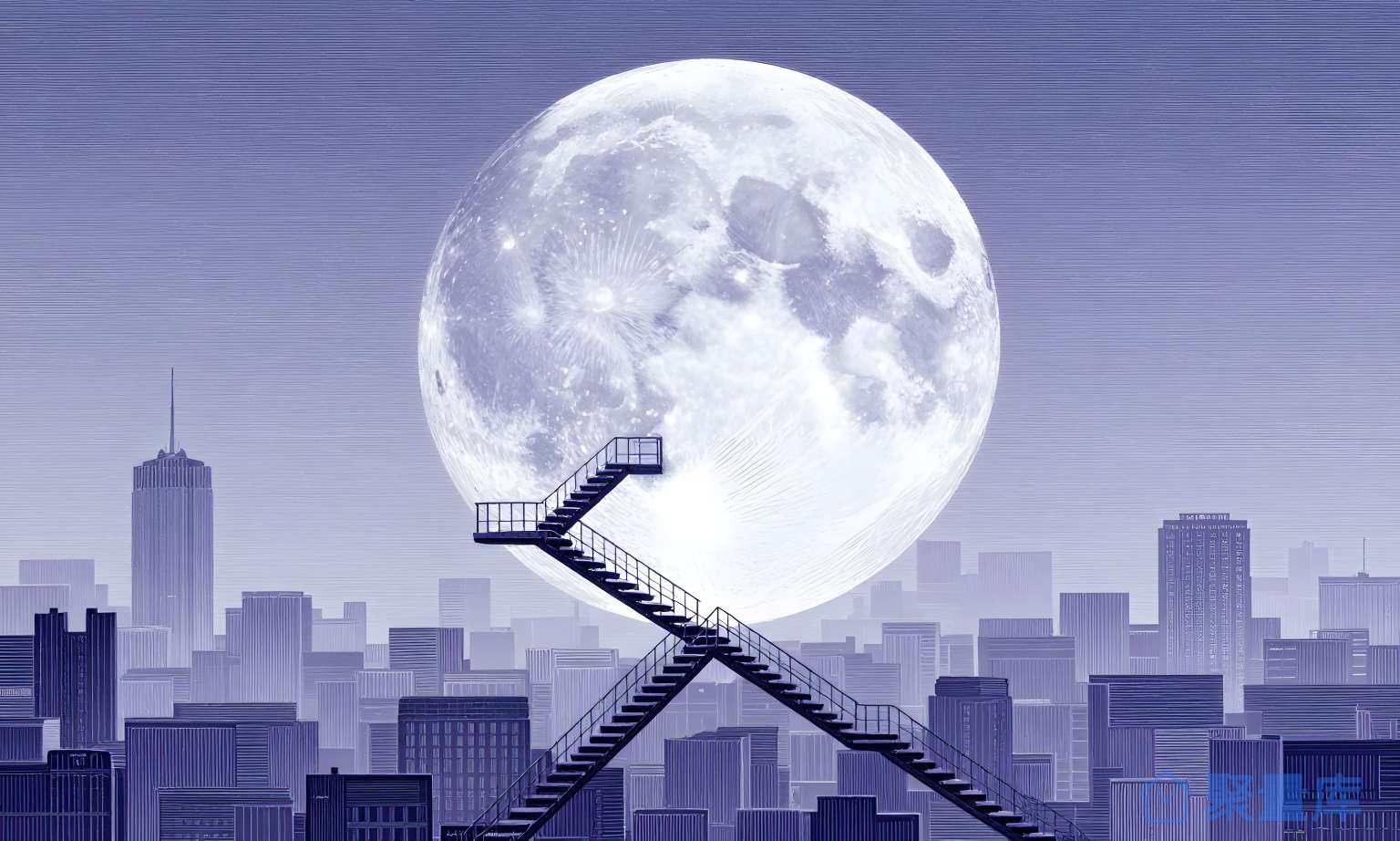 城市夜晚 月亮
