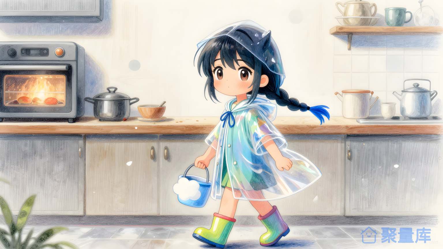 小女孩在厨房