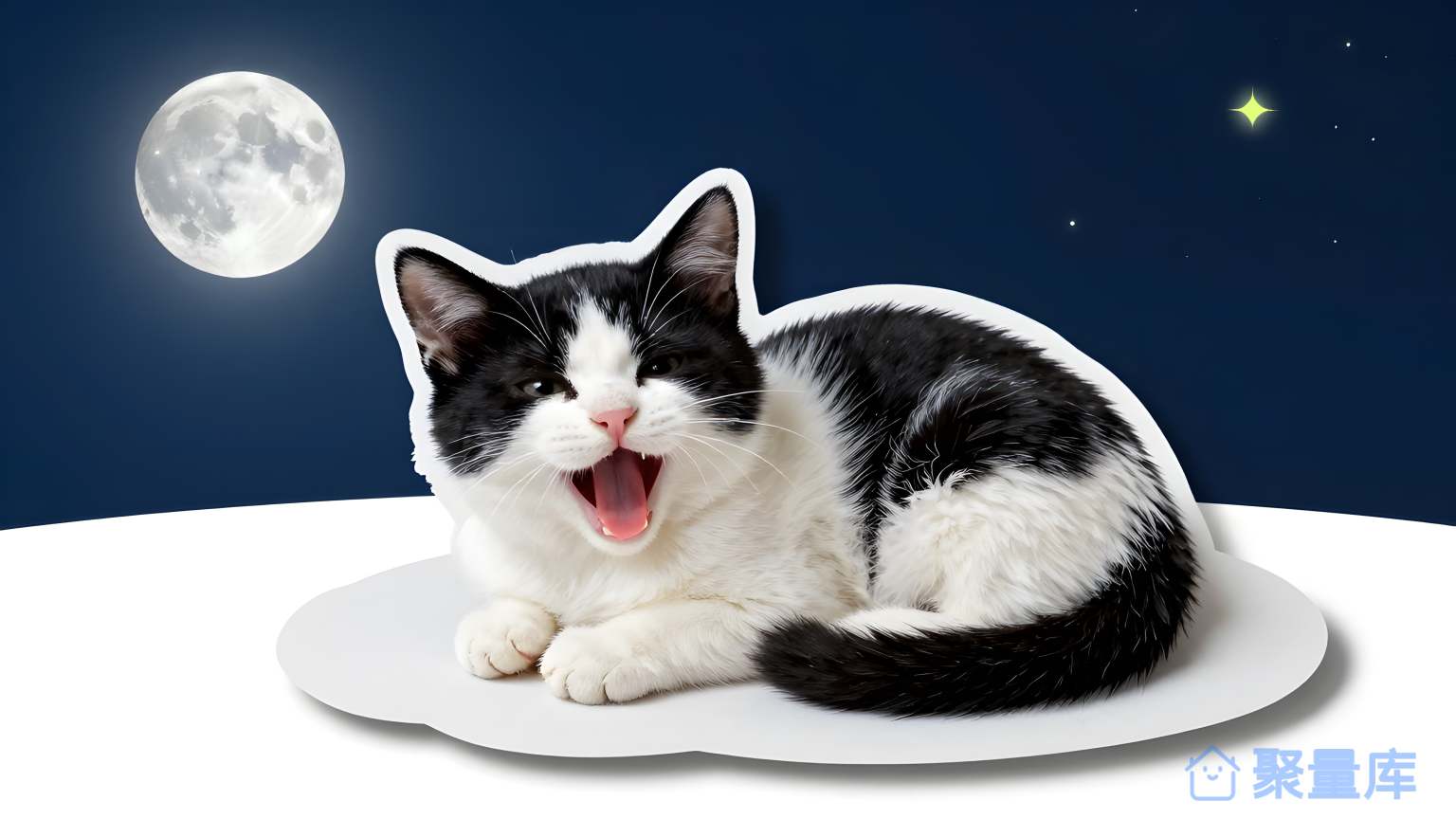 猫在月亮下喷叫