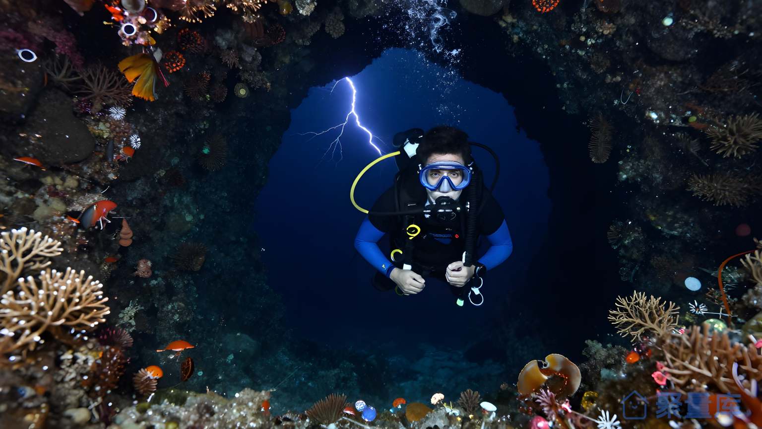 海底探险者 潜水员 深海探险 海洋生物