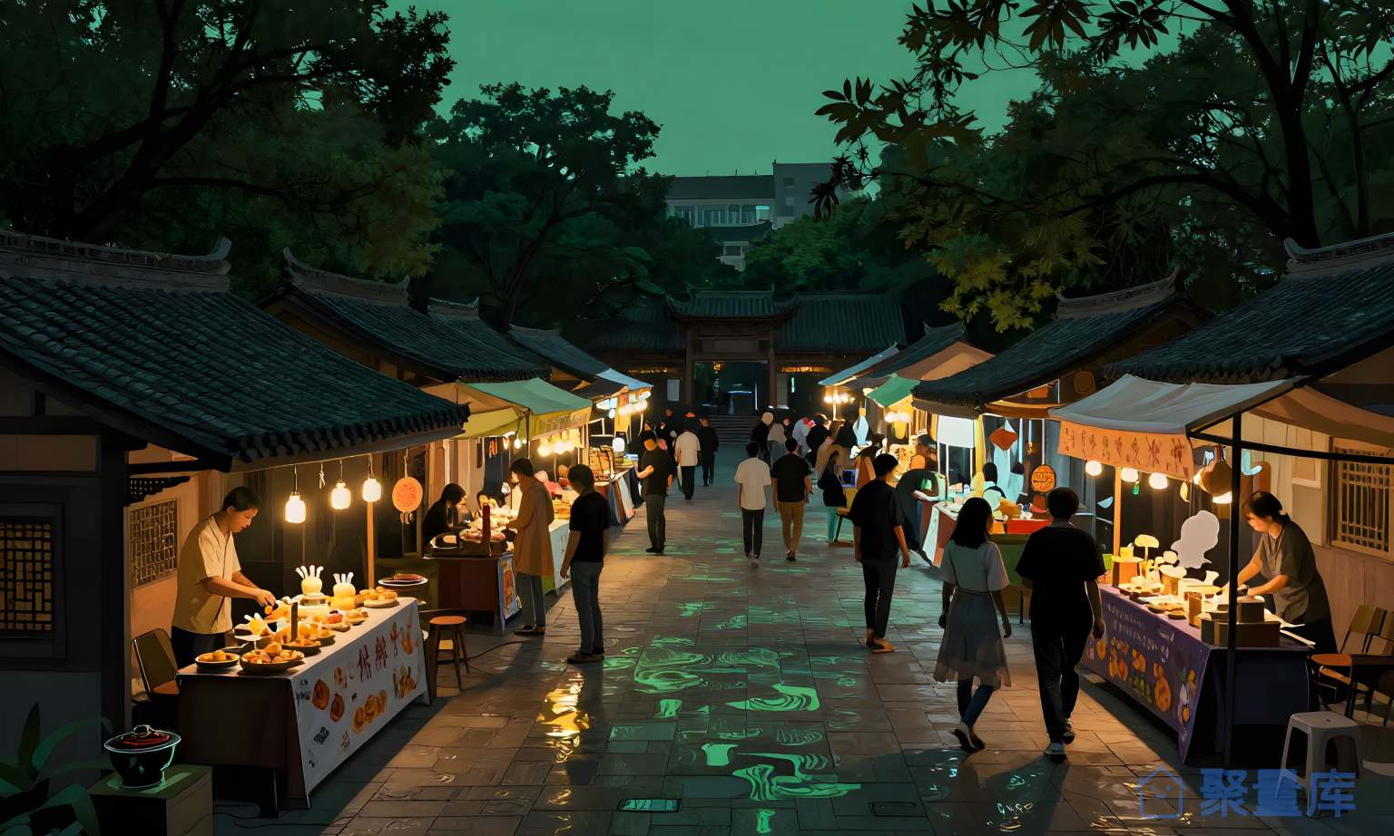夜市街道 夜市 街道 人群