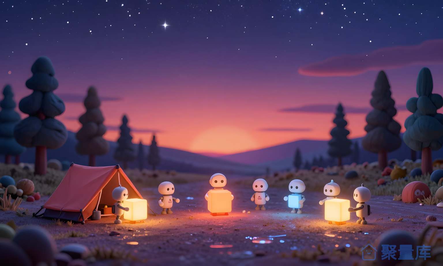 夜晚的小镇 小镇 夜晚 星空