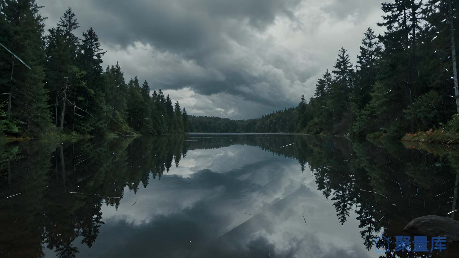 森林湖景 森林 湖