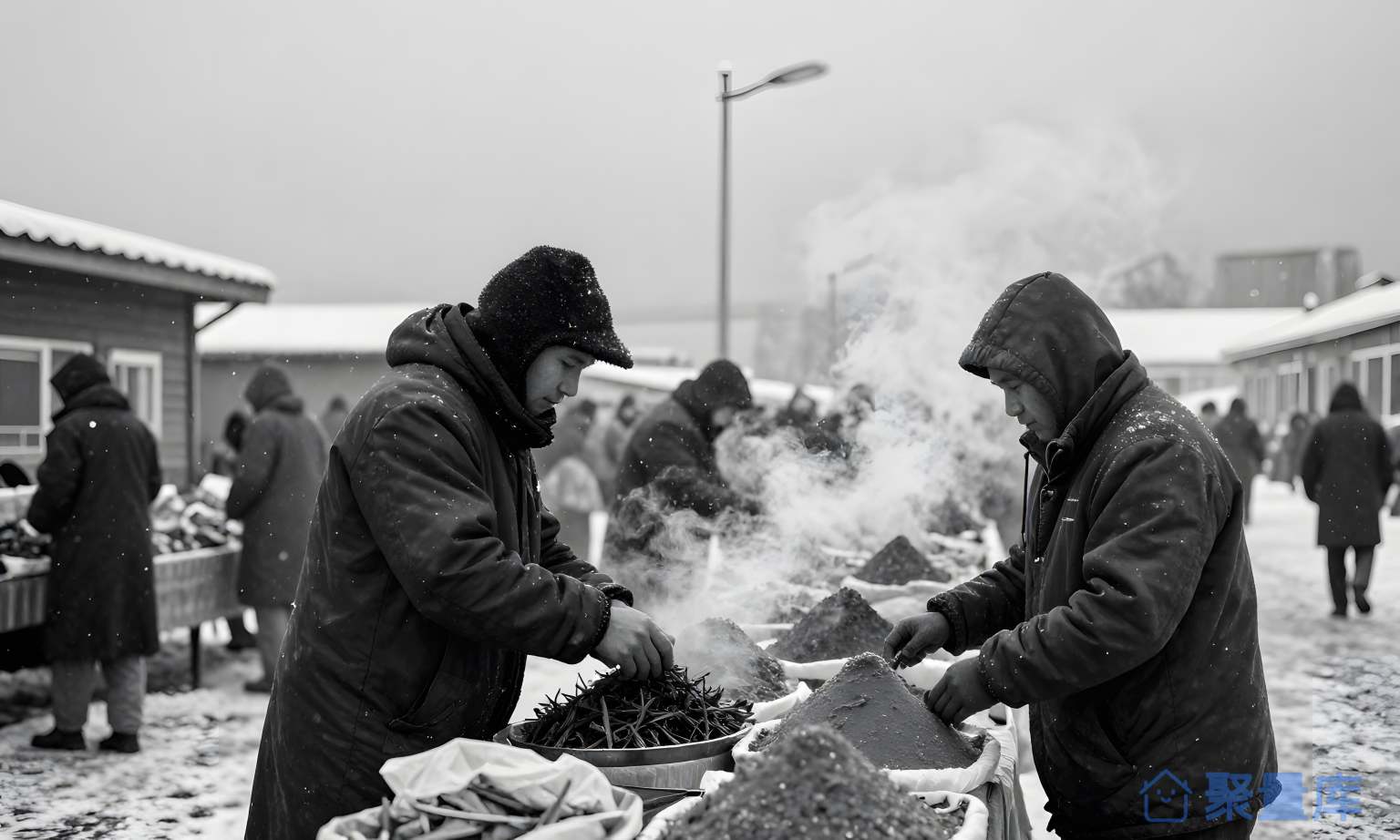 人们在雪中烹饪