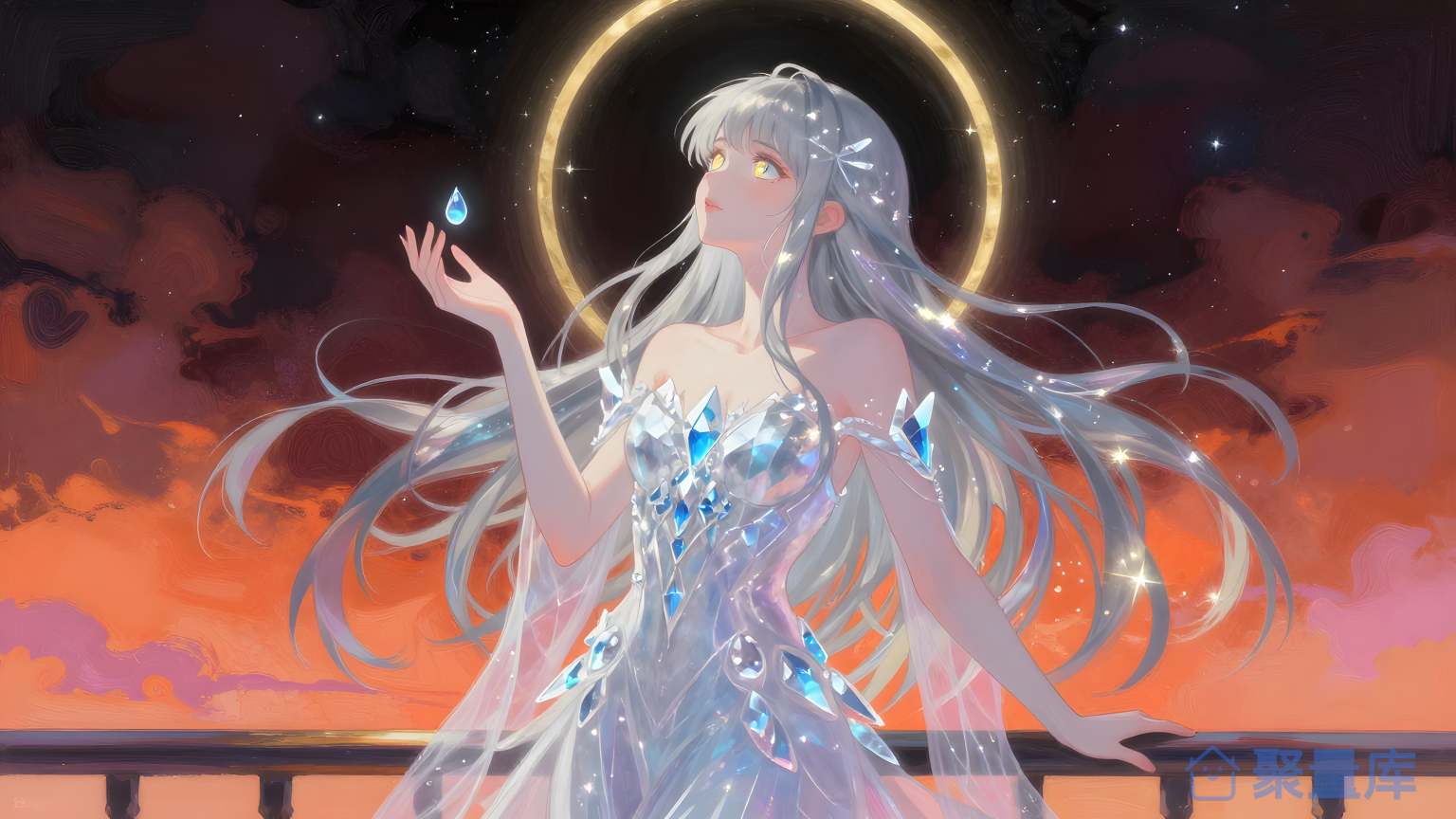 星空下的女性