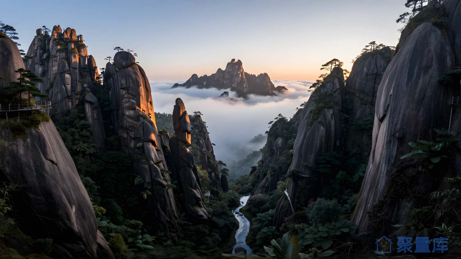 山谷之间的景色 美丽的自然风光
