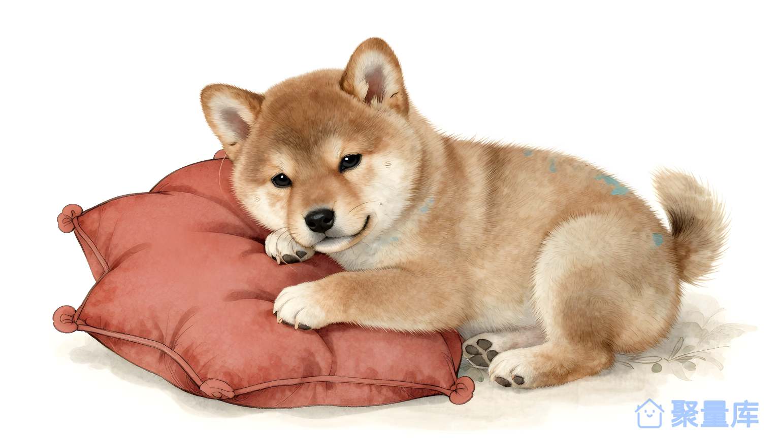 狗卧在枕上