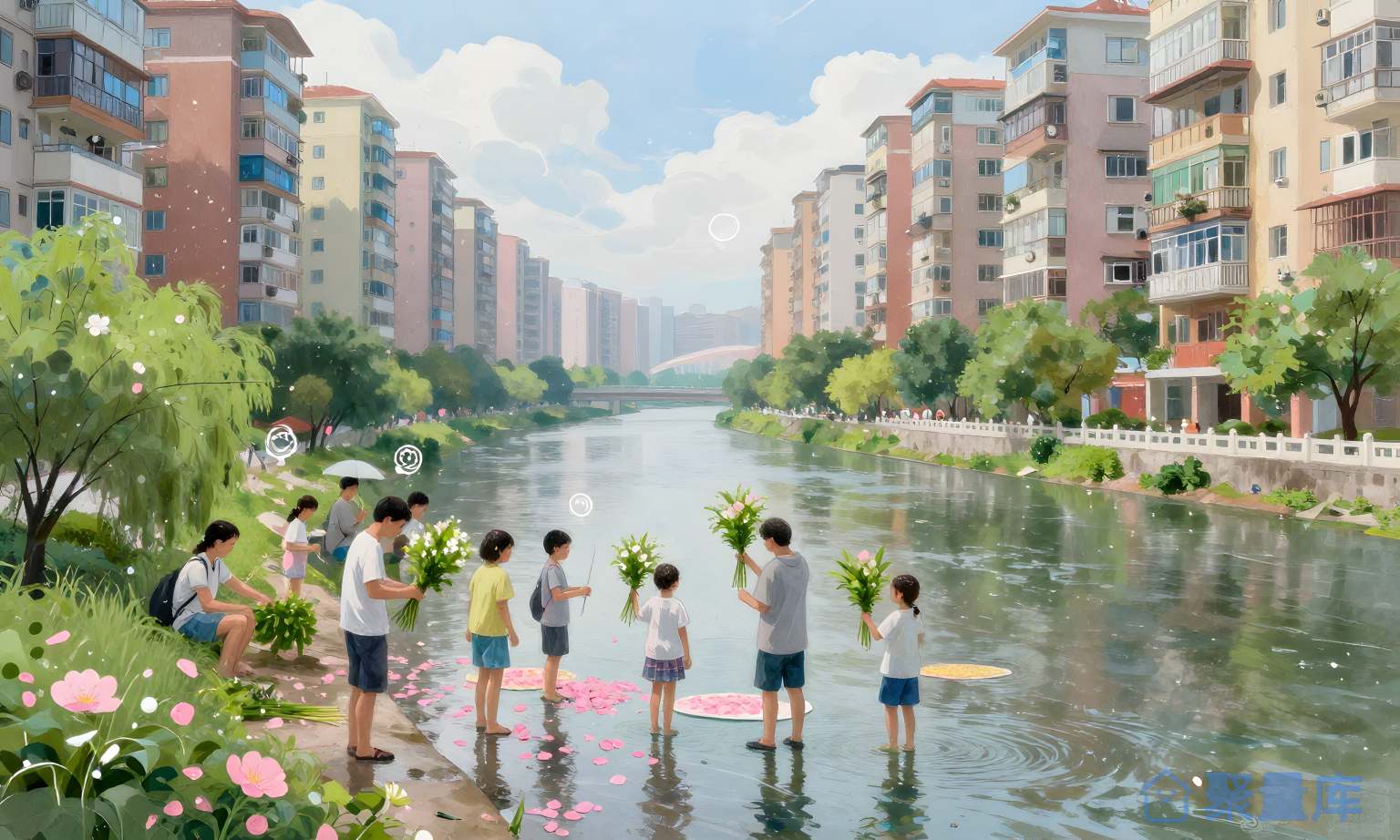 小镇水边