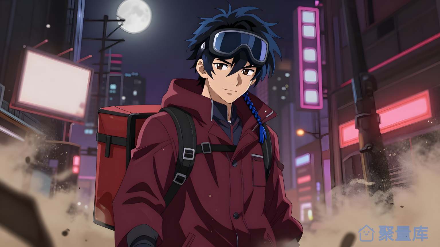 动漫男性在夜市场