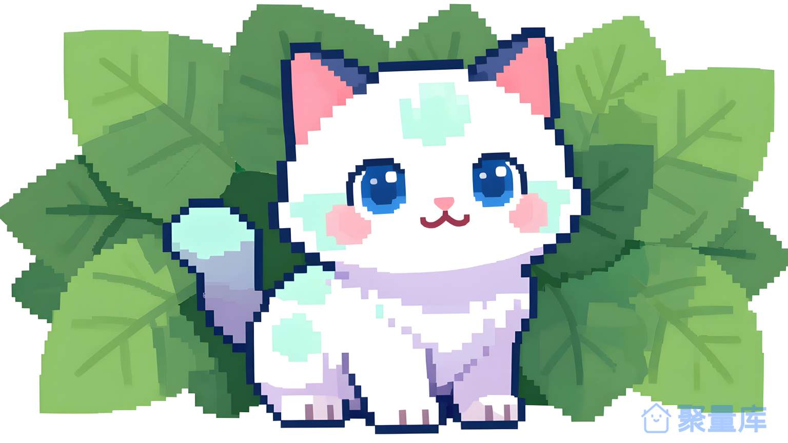 猫在草叶上