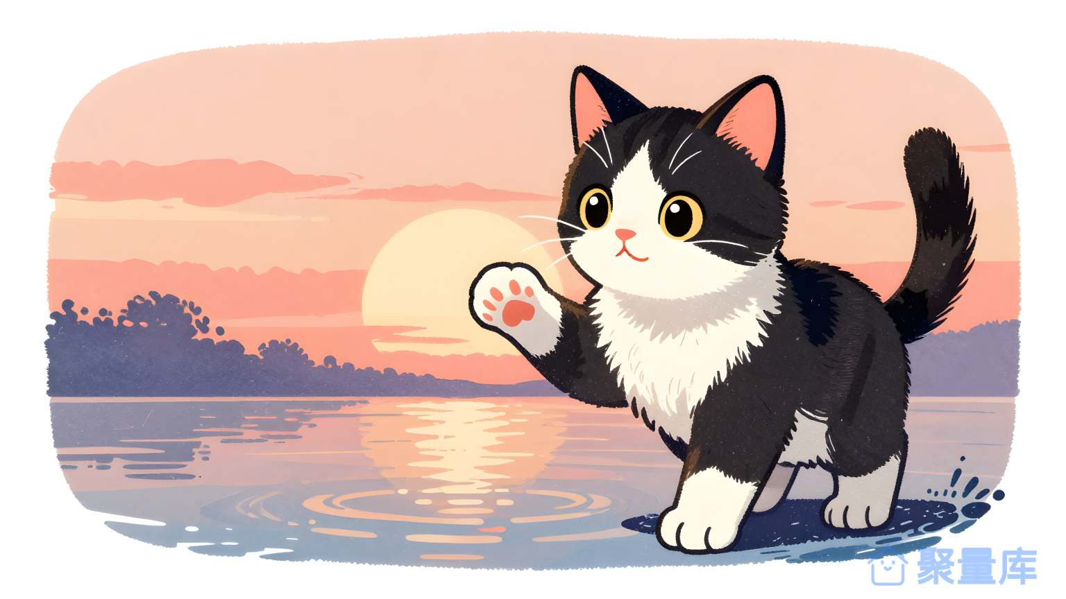 猫在水边