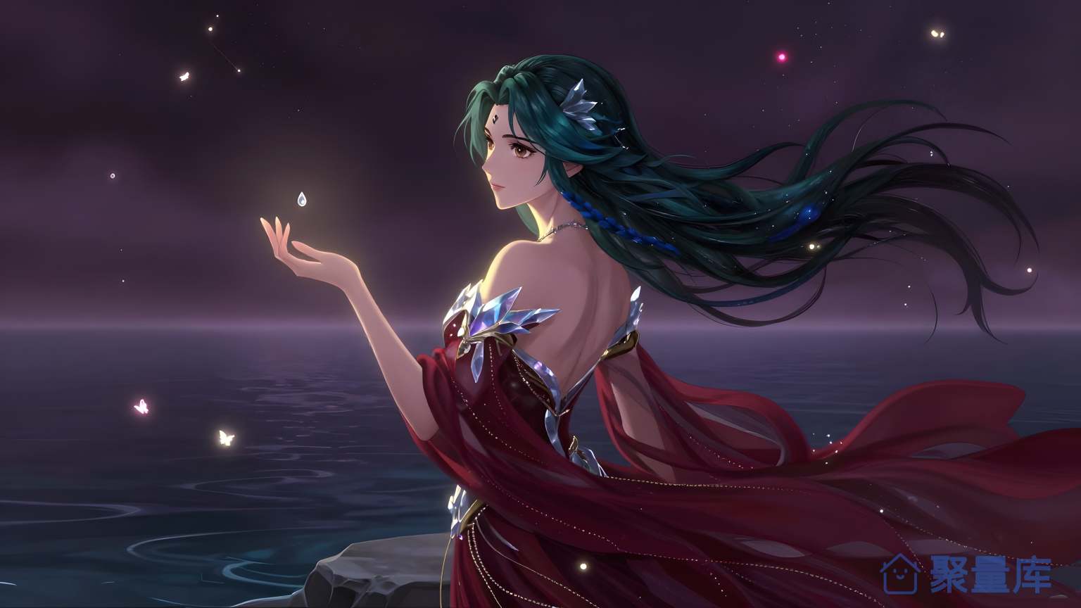 女性科幻角色在星空中飞行