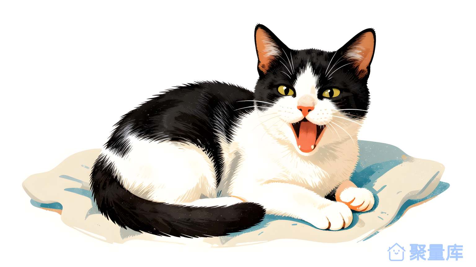 猫在毛巾上喘口