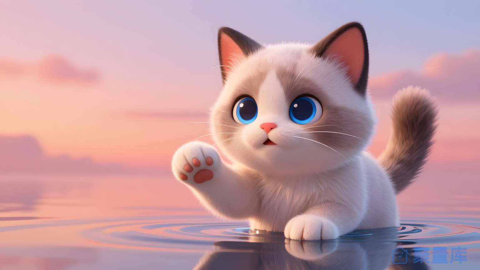 猫在水中