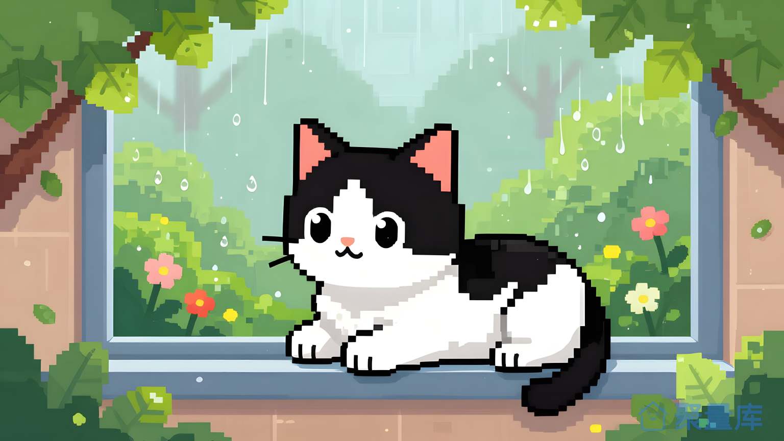 猫在窗口前坐