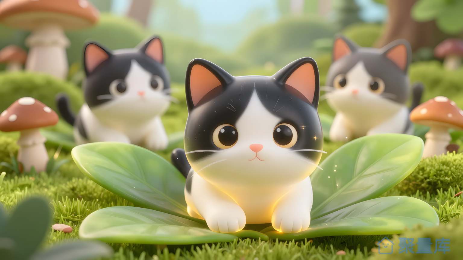 猫在草上 猫