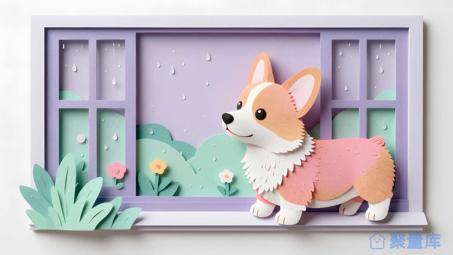 狐狗在窗口前 狐狗 纸制作