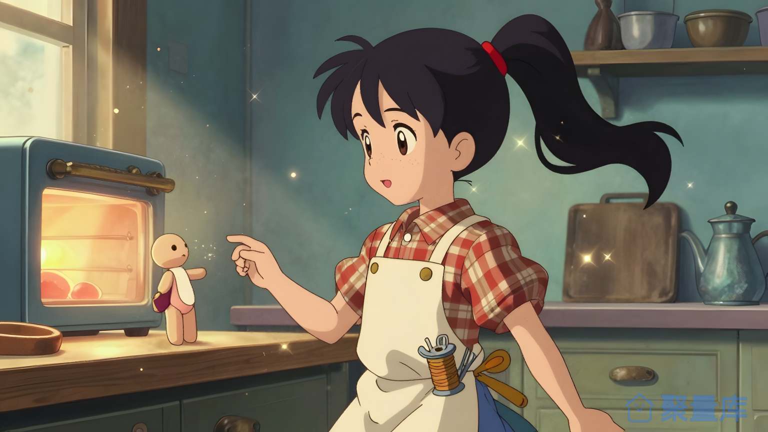 女孩在厨房里