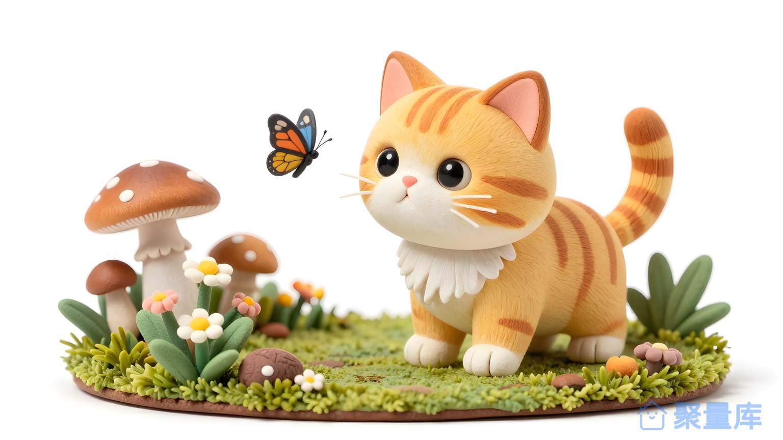 猫和蜗蛾在草地上