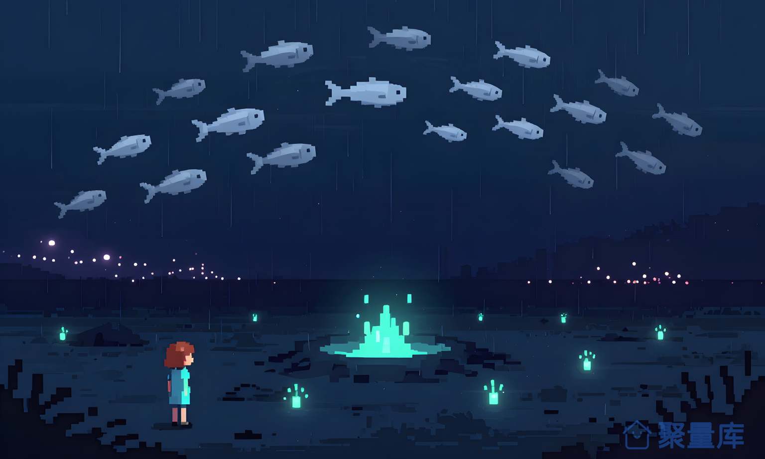 夜晚的鱼群