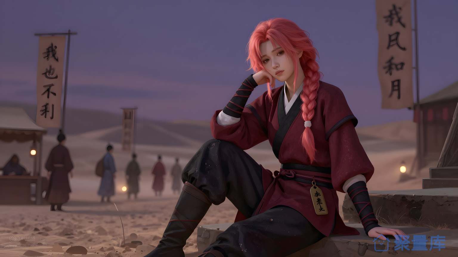 女武士在沙地上