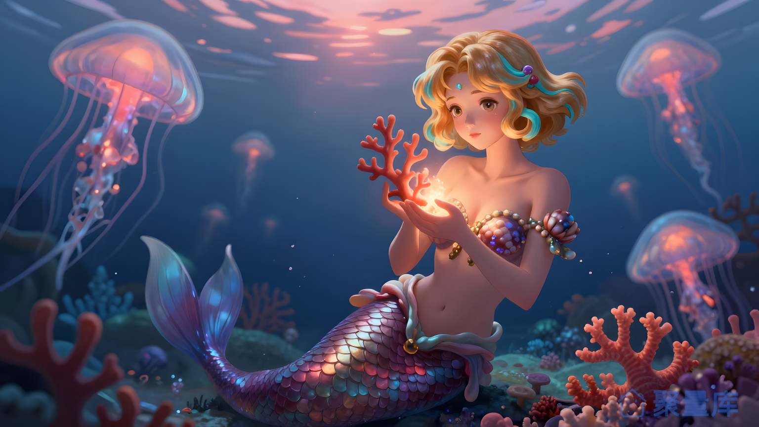 海狮女孩在水底下