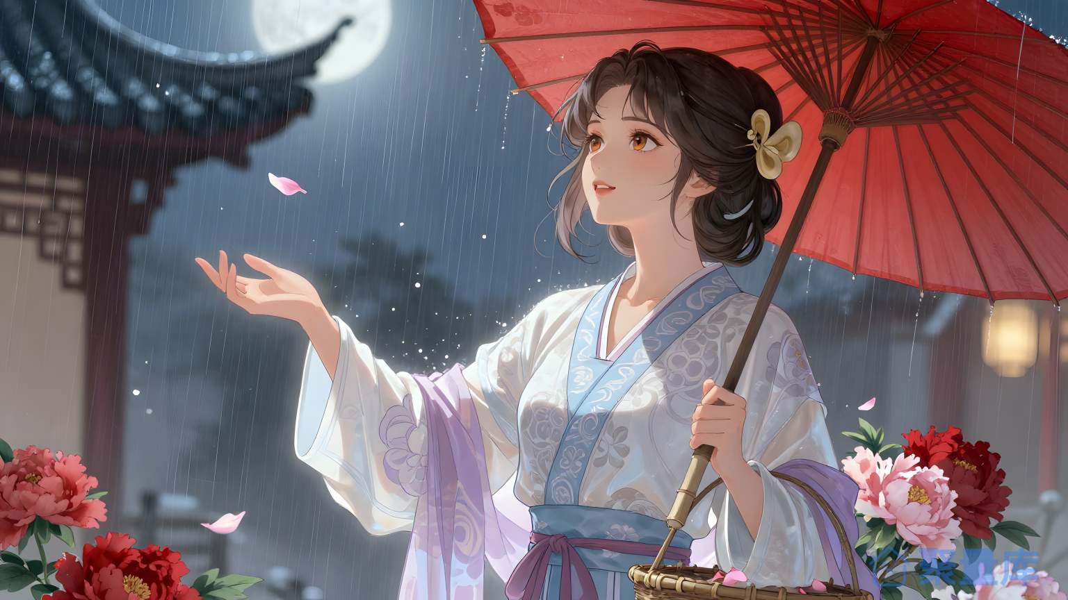 女子在雨下