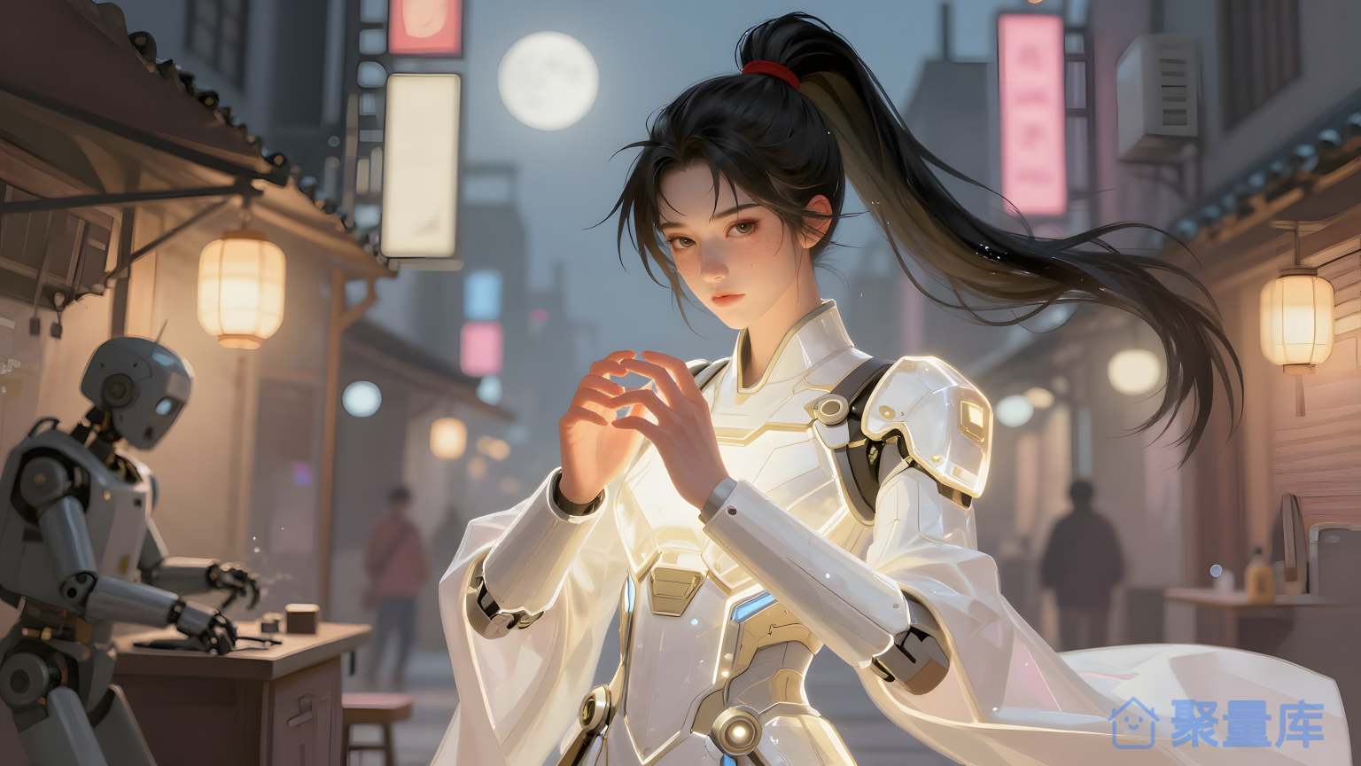 女性科幻角色在街头